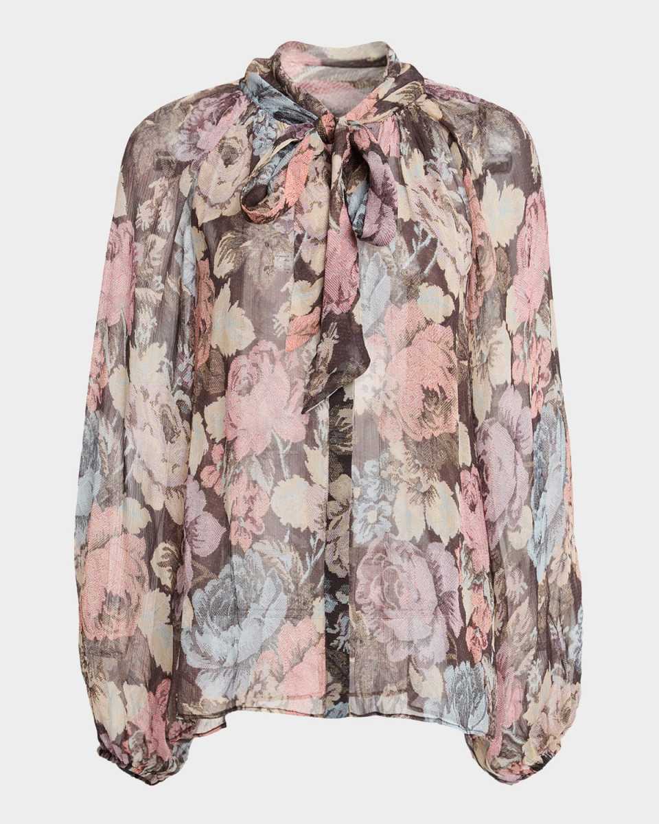 Aliza Floral Tie-Neck Blouse